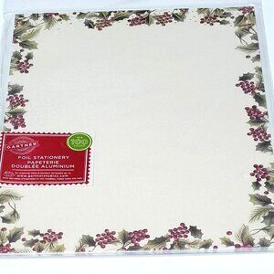 Gartner Christmas Stationery 8.5 x 11" Traditional Holly Foil Paper 47 Count